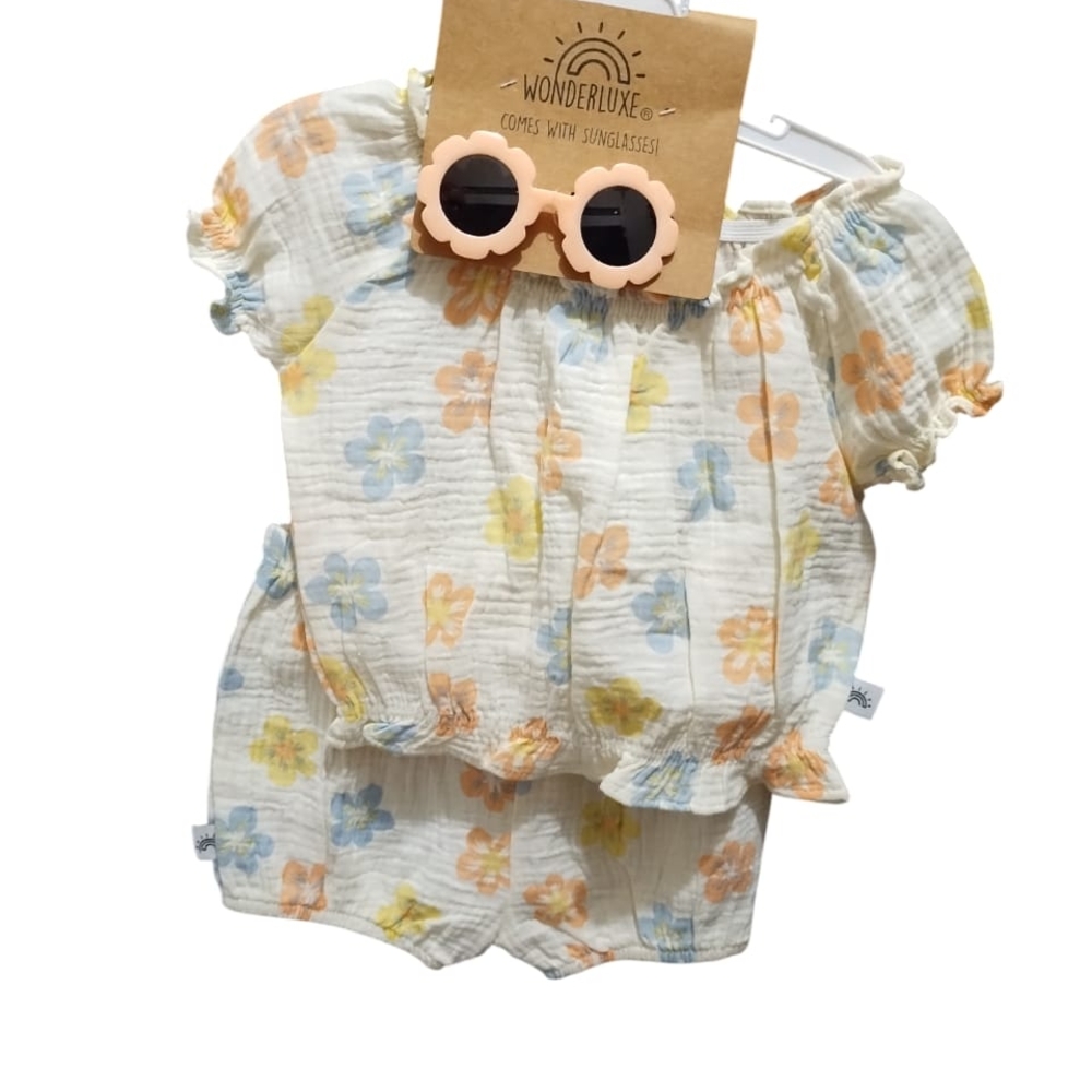 Floral Baby Outfit with Sunglasses